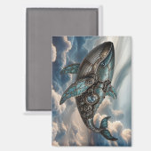Stoomtechwalvis in wolken magneet (Voorkant / Achterkant)