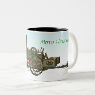 Stoomtractiemotor Russell en Co. 1889 Boerderij Tweekleurige Koffiemok