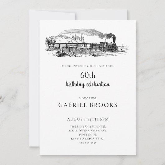 stoomtrein 60ste verjaardagsfeest kaart (Voorkant)