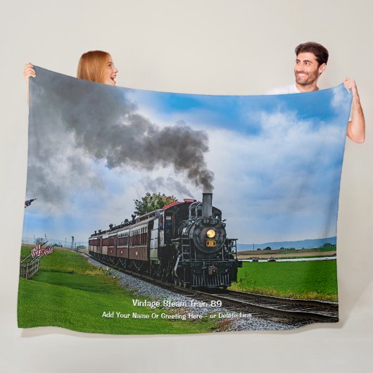  stoomtrein 89 - Naam toevoegen Fleece Deken (In situ)