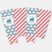 Stoomtrein aan boord van Blue Boy Birthday Popcorn Bedankdoosjes (Ongevouwen)