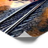 Stoomtrein bij zonsondergang poster (Hoek)