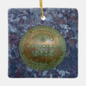 Stoomtrein bord Faux Verpakte Canvas Print Keramisch Ornament (Voorkant)