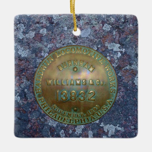 Stoomtrein bord Faux Verpakte Canvas Print Keramisch Ornament (Voorkant)