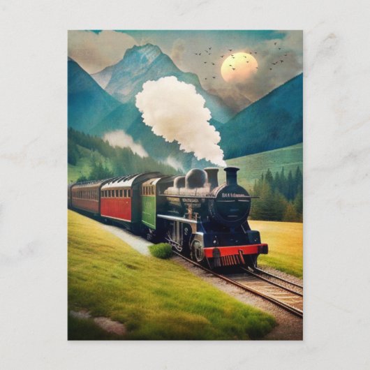  stoomtrein briefkaart (Voorkant)