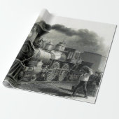  stoomtrein cadeaupapier (Uitgerold)