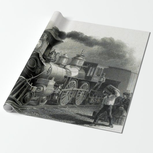  stoomtrein cadeaupapier (Uitgerold)