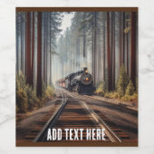 Stoomtrein die door een dennenbos gaat wijn etiket (Enkel label)
