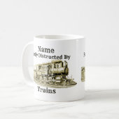 stoomtrein die gemakkelijk door wordt afgebroken, koffiemok (Voorkant links)