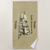 stoomtrein die gemakkelijk door wordt afgebroken, strandlaken (Voorkant)