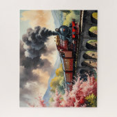 Stoomtrein Droom Landschapskunst Legpuzzel (Verticaal)