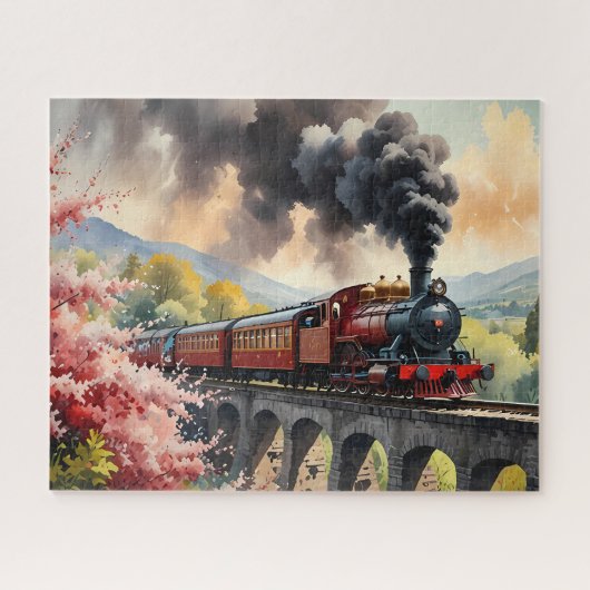 Stoomtrein Droom Landschapskunst Legpuzzel (Horizontaal)