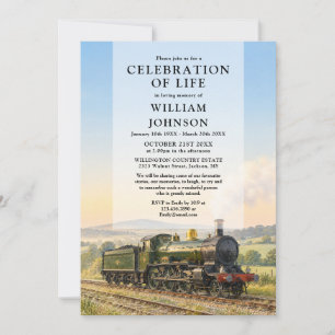 Stoomtrein Elegante Viering Van Het Leven Funeral Kaart