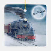 Stoomtrein en rendier keramisch ornament (Achterkant)