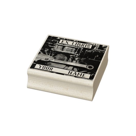 Stoomtrein ex Libris Boekplaat Rubberstempel (Stempel)