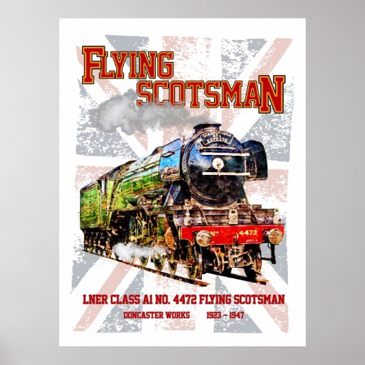 Stoomtrein Flying Scotsman Engelse Locomotief  Poster (Voorkant)