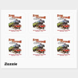 Stoomtrein Flying Scotsman Engelse Locomotief Vierkante Sticker