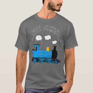 Stoomtrein Happy Birthday Rail Enthusiast Blue T-shirt