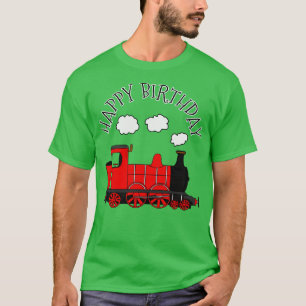 Stoomtrein Happy Birthday Rail-liefhebber rood T-shirt