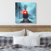 "Stoomtrein in besneeuwd winterbos" Canvas Afdruk (Insitu (Slaapkamer))