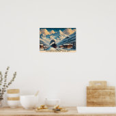  stoomtrein in de besneeuwde Alpen Poster (Keuken)
