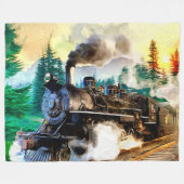 Stoomtrein in de houtstoomlocomotief fleece deken (Voorkant (Horizontaal))