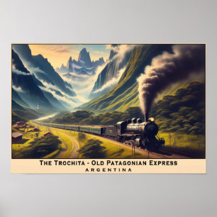  stoomtrein in de Patagonische bergen Poster