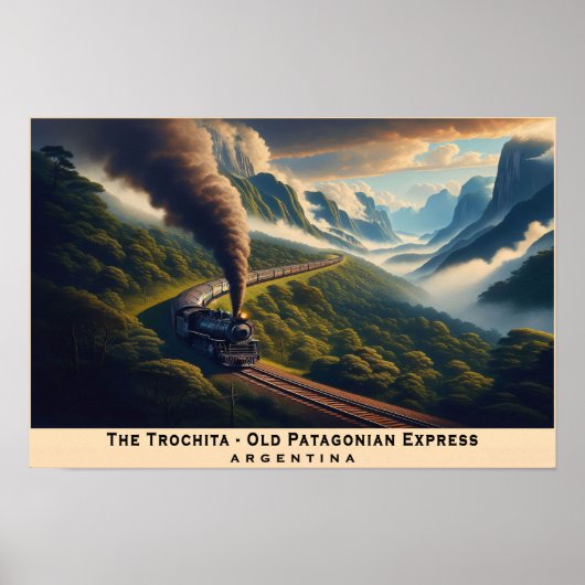  stoomtrein in de Patagonische bergen Poster (Voorkant)