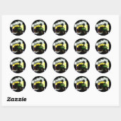 Stoomtrein in de schemering ronde sticker (Vel)