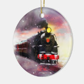 Stoomtrein in de wintertijd keramisch ornament (Links)
