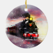 Stoomtrein in de wintertijd keramisch ornament (Achterkant)