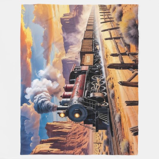 Stoomtrein in de woestijn fleece deken (Voorkant)