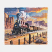 Stoomtrein in de woestijn fleece deken (Voorkant (Horizontaal))
