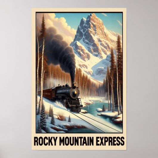  stoomtrein in een berglandschap poster (Voorkant)