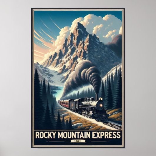  stoomtrein in een berglandschap poster (Voorkant)