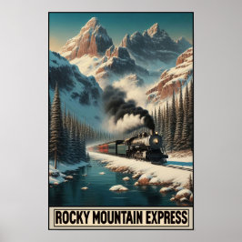  stoomtrein in een berglandschap poster