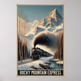  stoomtrein in een berglandschap poster