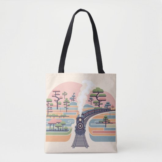 stoomtrein in een dromerig pastelbos - Mi Tote Bag (Voorkant)