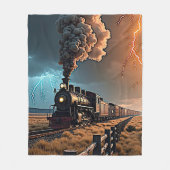Stoomtrein in een Storm Fleece Deken (Voorkant)