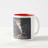 Stoomtrein in het schilderij van Bossen Tweekleurige Koffiemok (Voorkant rechts)