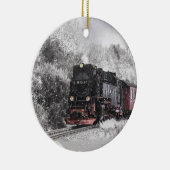 Stoomtrein in sneeuw keramisch ornament (Rechts)