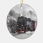 Stoomtrein in sneeuw keramisch ornament (Links)