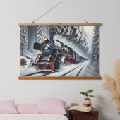  stoomtrein in winterlandschap hangend wandkleed (Slaapkamer)