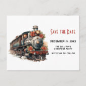 Stoomtrein Kerstmis Save the Date Uitnodiging Briefkaart (Voorkant)