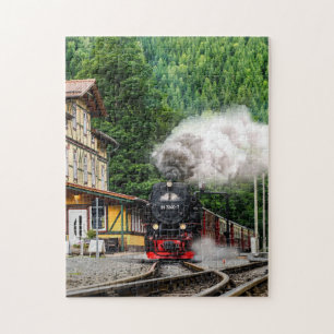 Stoomtrein kleurenfoto vintage locomotief 11 x 14 legpuzzel