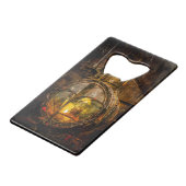 stoomtrein - koplicht creditkaart flessenopener (Achterkant Gekanteld)