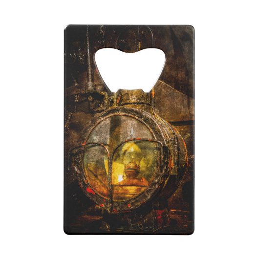 stoomtrein - koplicht creditkaart flessenopener (Achterkant)