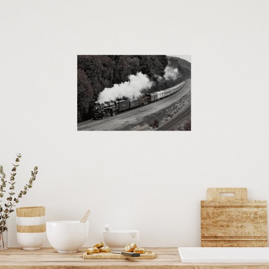  stoomtrein langs de Ohio-rivier Poster (Keuken)