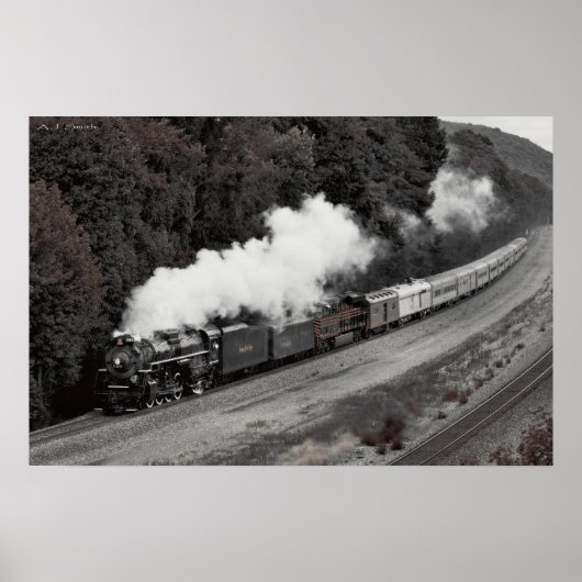 stoomtrein langs de Ohio-rivier Poster (Voorkant)