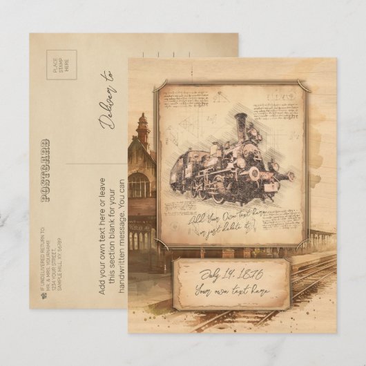  stoomtrein / locomotief Art. Driver Gift Briefkaart (Voorkant / Achterkant)